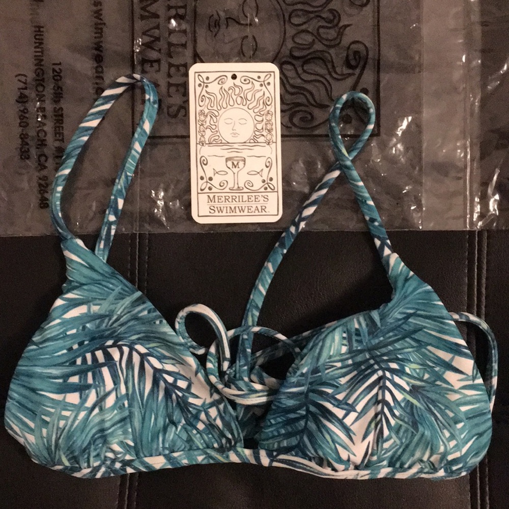 Merrilee’s Mint Palms Bikini Top - Picture 1 of 3